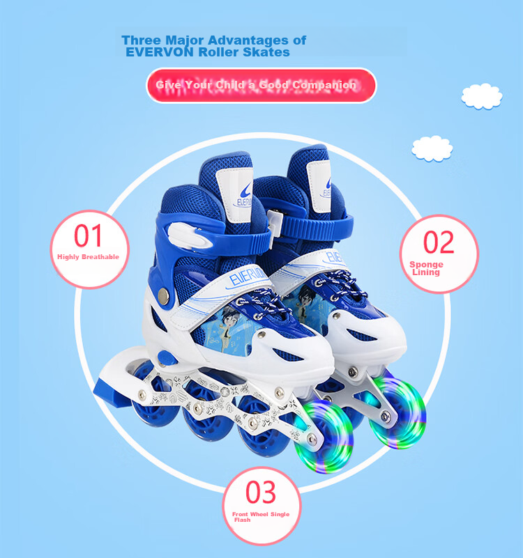 EVERVON Roller Skates for Children, Inline Skates for Boys And Girls, Pink Color, with Helmet, Protective Gear Size S, Suitable for Sizes 31-34 3