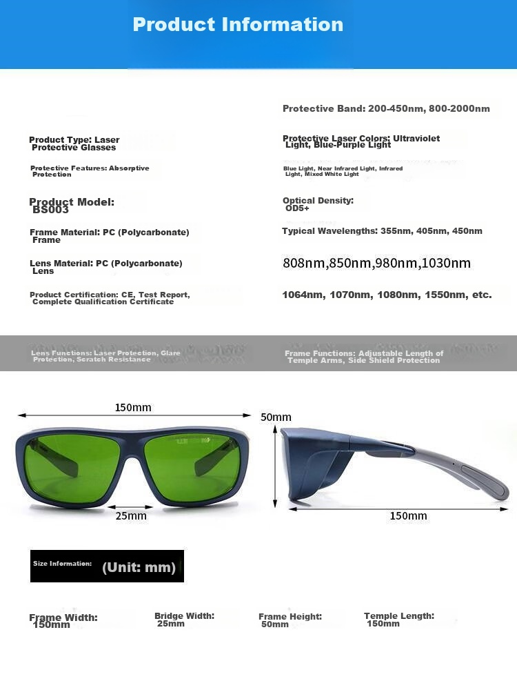 GONGPINKU 800-2000nm Absorption Laser Protective Goggles, Industrial High-Intensity Welding And Rust Removal Eye Shield 1