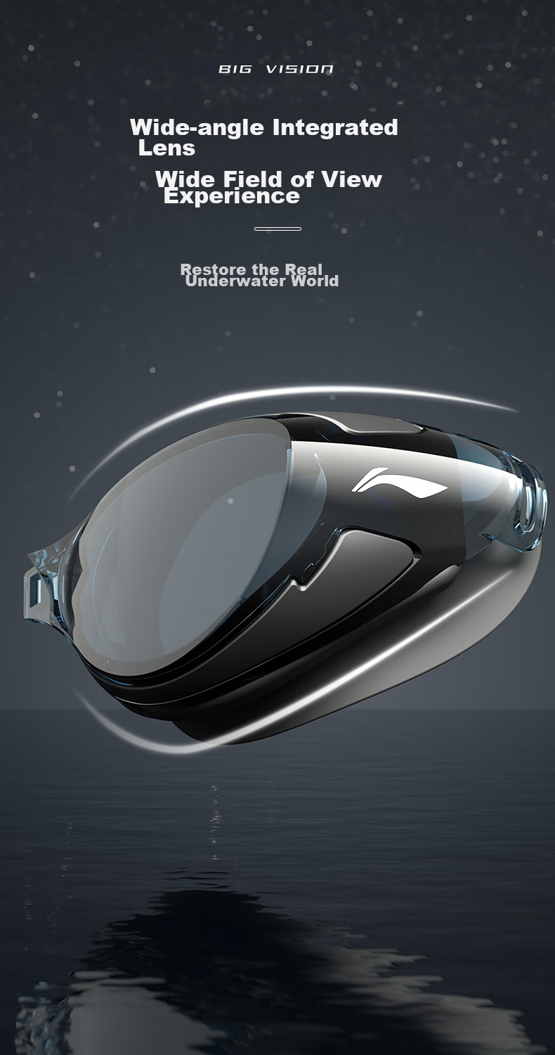 LI-NING Myopia Swimming Goggles, Waterproof Anti-Fog High-Definition Swim Glasses for Men And Women, Specialized for Nearsightedness, LNJT224-12 Black 450 Degrees 5