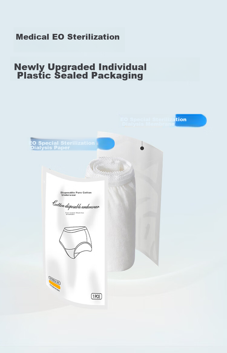 Langsha Disposable Women's Underwear Sterile Pure Cotton Wash-Free Convenient Travel Business Trip Maternity Postpartum Menstrual Period Individually Packaged 3