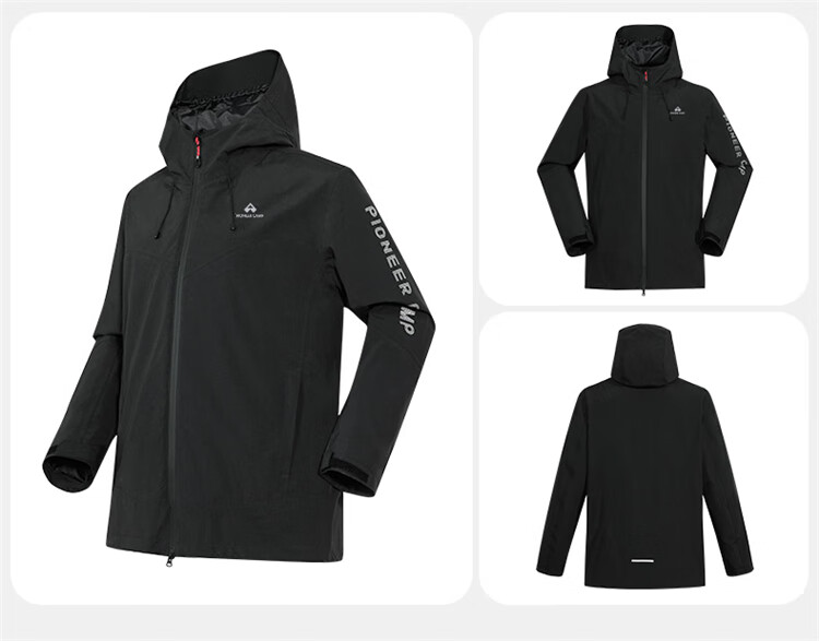Pioneer Camp Hardshell Jacket for Men, Outdoor Travel Hiking Mountaineering Clothing, Windproof Waterproof Breathable Autumn Winter Hooded Jacket Outerwear 23