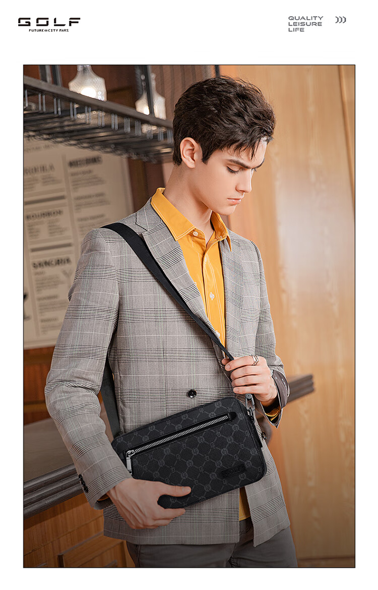 GOLF Shoulder Bag for Men, Printed Crossbody Bag with Multiple Compartments for IPad And Phone, Water-Resistant Business Commuter Bag 4