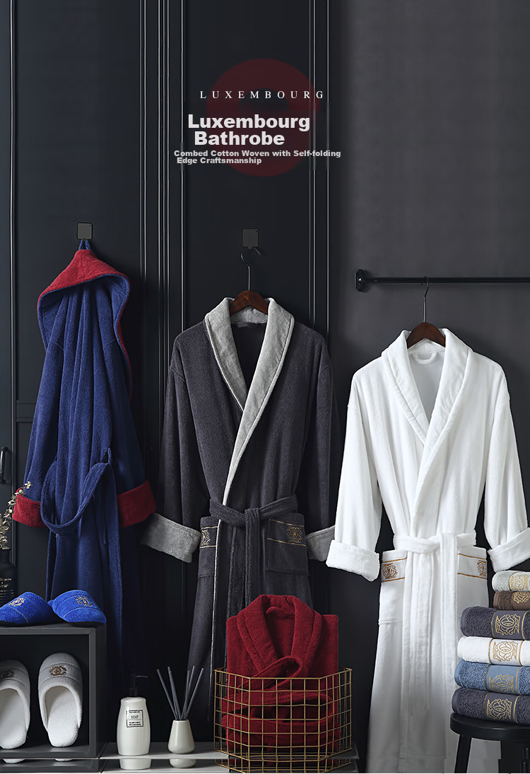 Canasin Five-Star Hotel Bathrobe, Unisex All-Cotton Towel Fabric Loungewear Bathrobe, Thickened Soft Absorbent, White 1