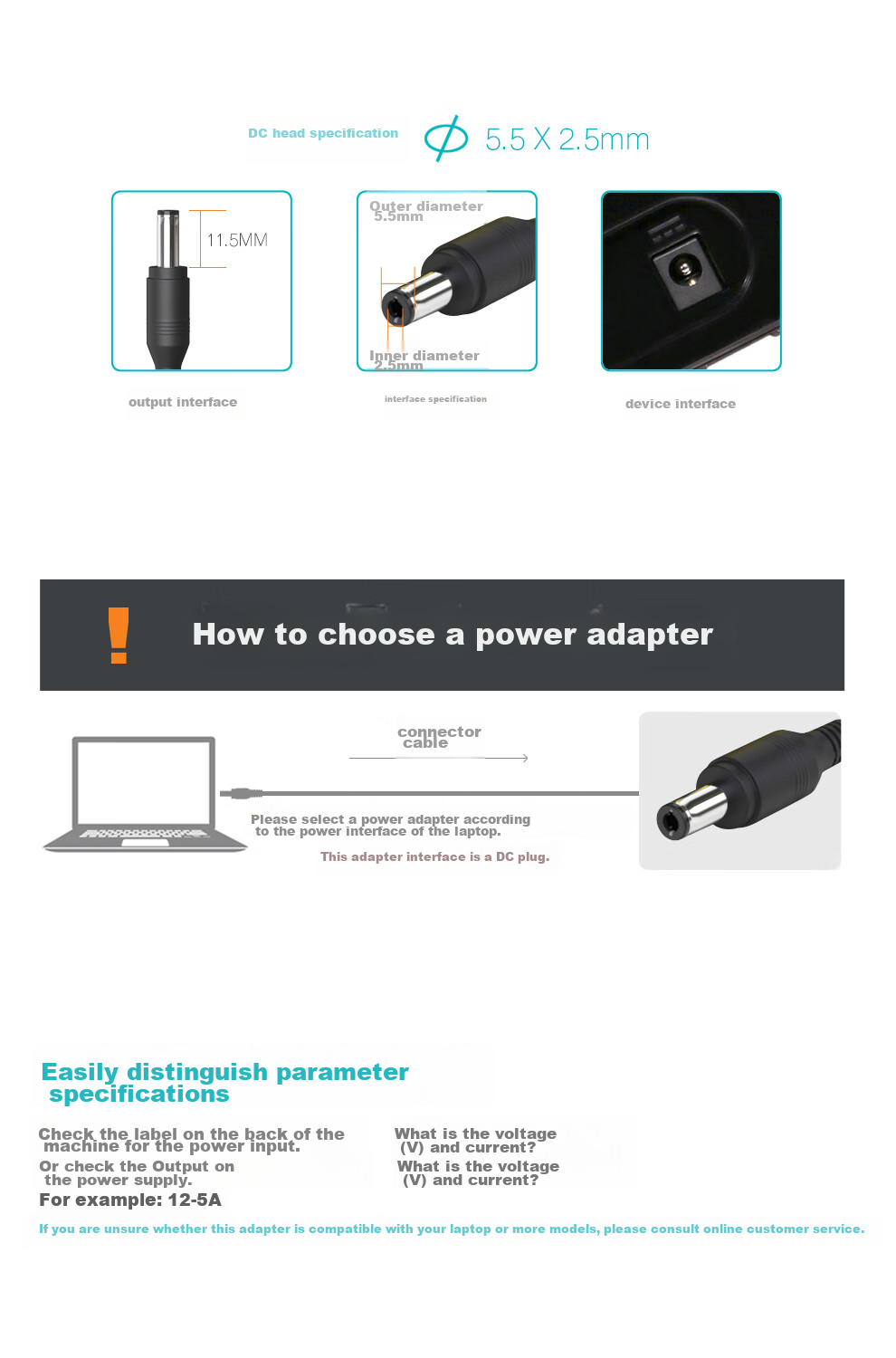 Delippo Power Adapter for Dell LCD Monitors, 12V 5A 3.33A 4A, Compatible with S2740L/S2440Lb/S2719H/S2419H Desktop Computers 3
