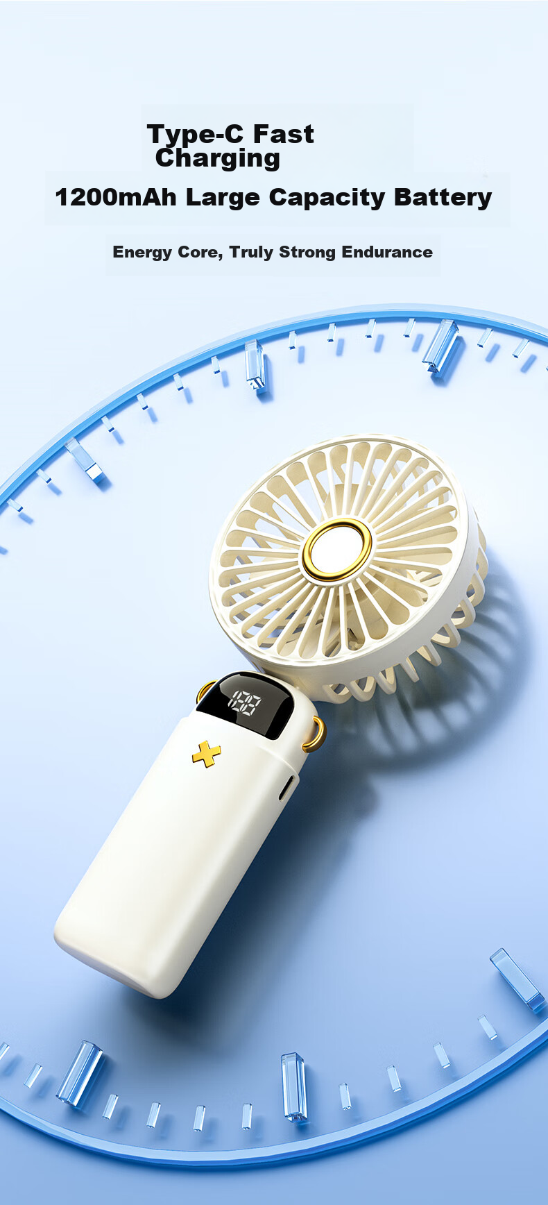 BIAZE Handheld Mini Fan, Cooling And Air-Conditioning Mini Fan, Portable Personal Small Mini Electric Fan, Creative Office Dormitory Outdoor Fan, FS26 Amber Gold 4