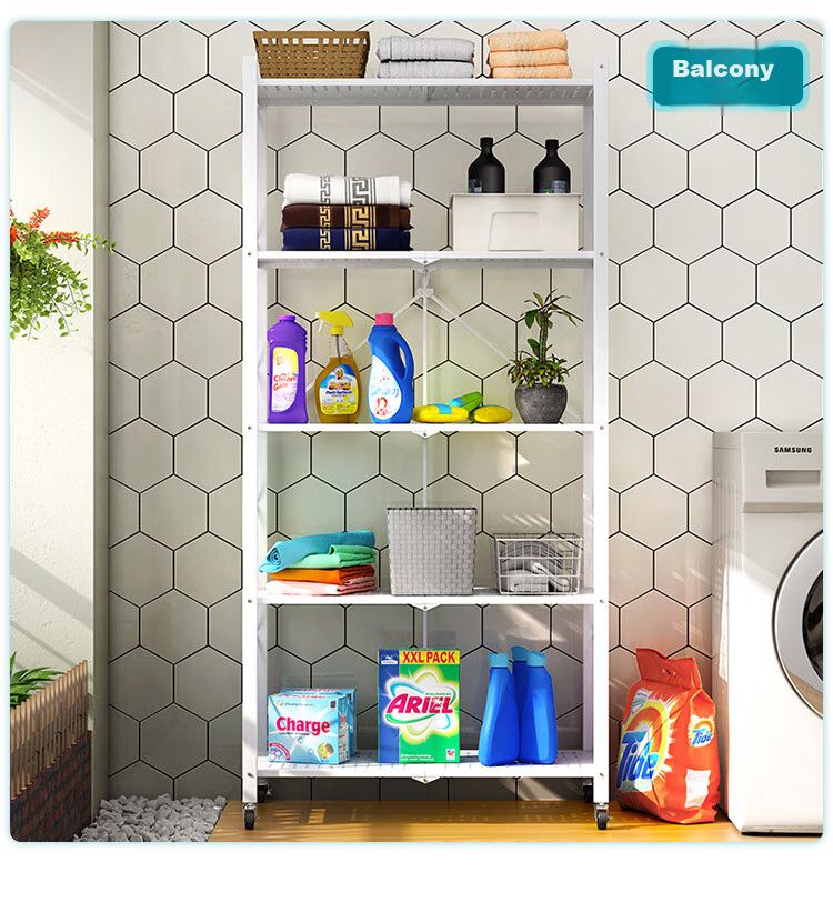 Anerya Kitchen Storage Rack, Floor-Standing Movable No-Installation Microwave Oven Organizer Shelf, Storage Rack, 5-Tier Thickened Versio 17