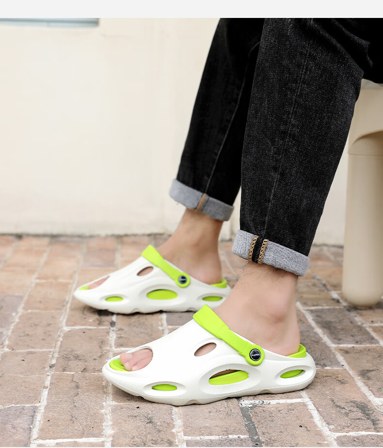 LangSha Men's Perforated Sandals, Outdoor Driving Sandals, Thick-Soled Non-Slip Slippers with Comfortable Feel for Beach Wear 11