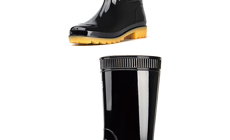 Warrior Rain Boots for Men, Waterproof Shoes, Non-Slip Wear-Resistant Rubber Shoes, Lightweight Chef Shoes, Rain Boots, Overshoes 807, Black Mid-Calf, Size 44 10