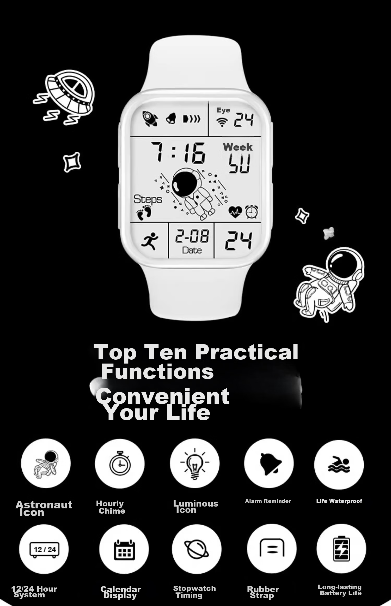 MAX-G Full-Screen Watch for Teenagers, Middle School Students, Girls, Boys, Electronic Watch with Waterproof, Luminous, Multifunctional Sports Design for Childre 4