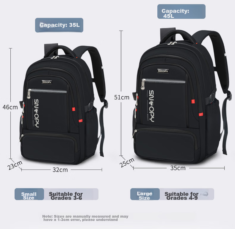 SNOOPY Backpack for Middle School Boys And College Students, Large Capacity Multifunctional Laptop Bag Travel Backpack, Blue 35L 7