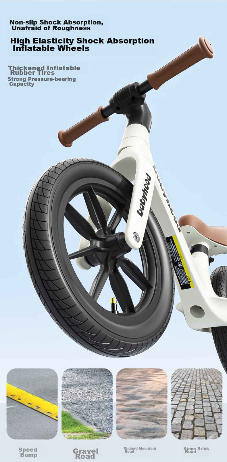 Babyhood Balance Bike for Children Aged 1-3 Balance Bike Toy Gift for Kids No Pedal Self-Propelled Scooter No Pump Required 5