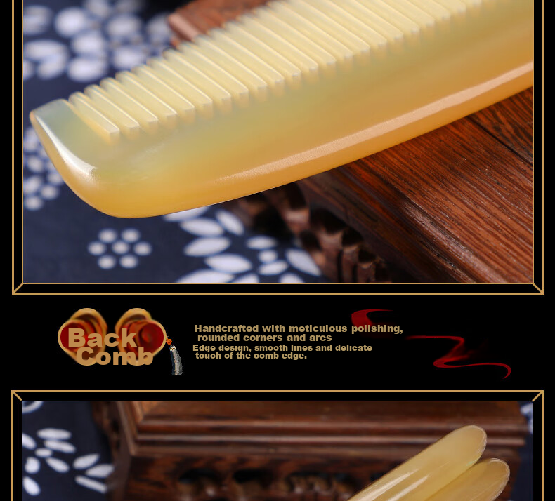 JEPPE Natural Ox Horn Comb, Detangling Comb, Hair Brush, Anti-Static Styling Comb, Gentle on Hair, Birthday Gift for Girlfriend 17