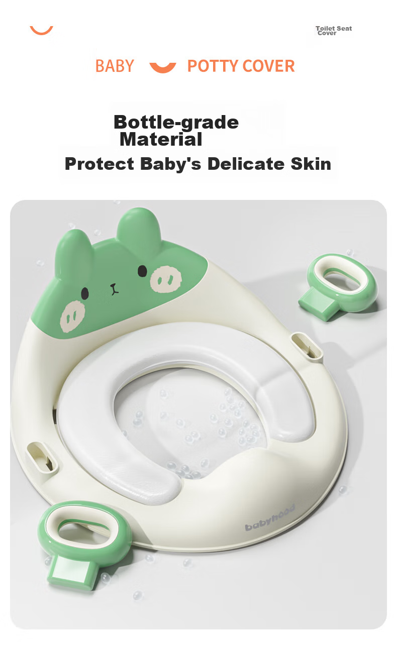 Babyhood Children's Toilet Seat, Baby Boy And Girl Potty Training Aid, PVC Soft Cushion, Rabbit Design, Mint Gree 7