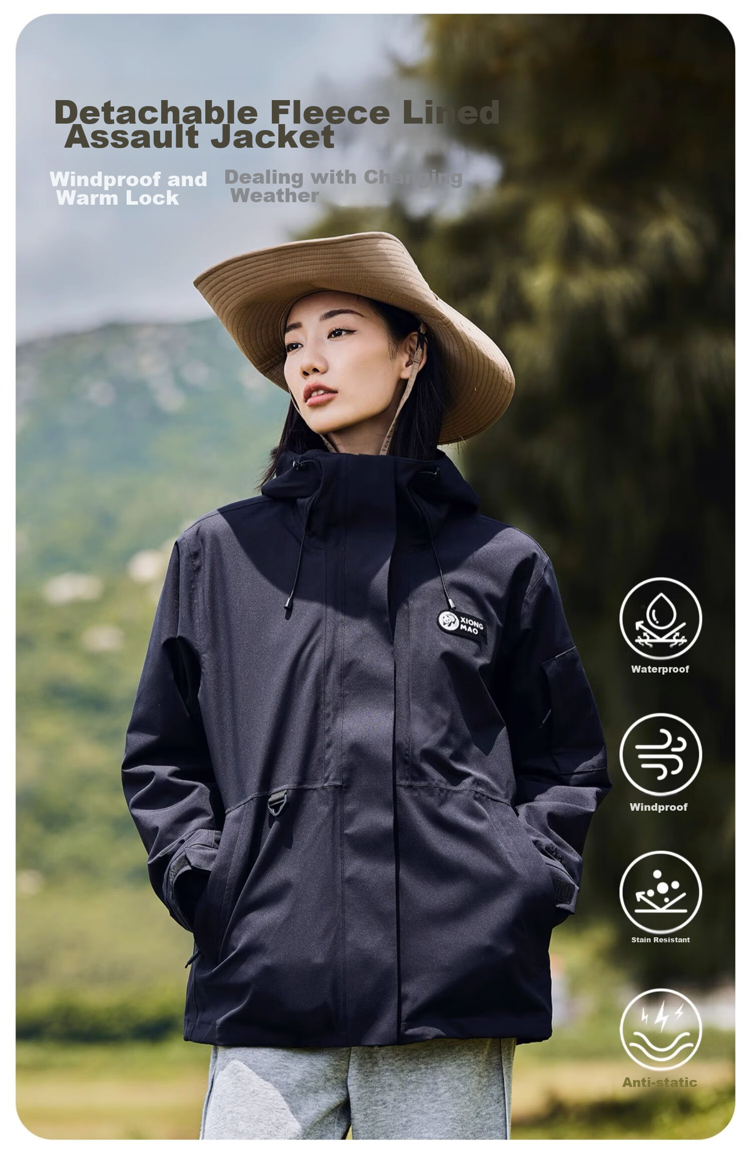 CAMEL Outdoor Waterproof, Windproof, And Breathable Jacket for Men And Women, Three-In Fleece-Lined Warm Mountaineering Coat 4