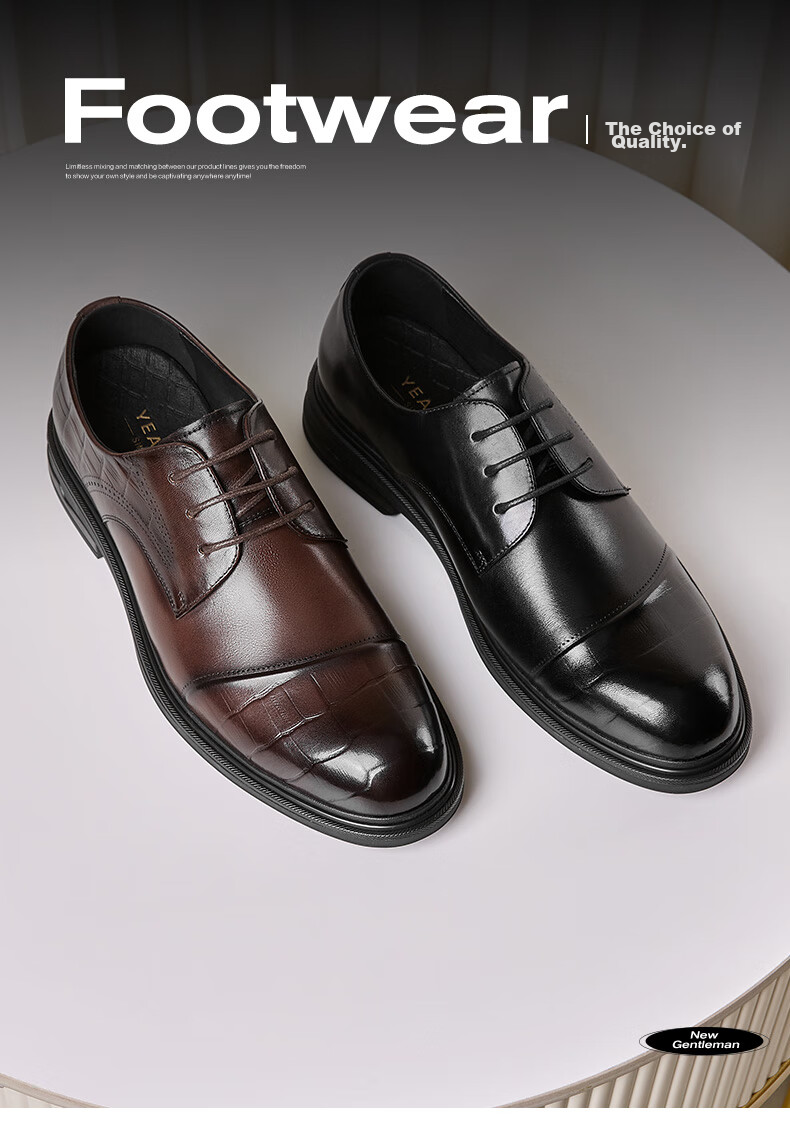 Yierkang Men's Leather Shoes, Business Formal Dress Shoes, British Style Loafers, Groom Wedding Shoes, 54277W Black Size 44 1