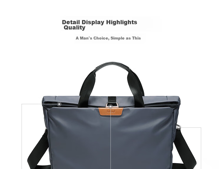 GOLF Business Briefcase, Men's Casual Large-Capacity Handbag, Can Fit 14-Inch Laptop, Fashionable Multifunctional Shoulder Crossbody Bag, 6J679424J Black 8