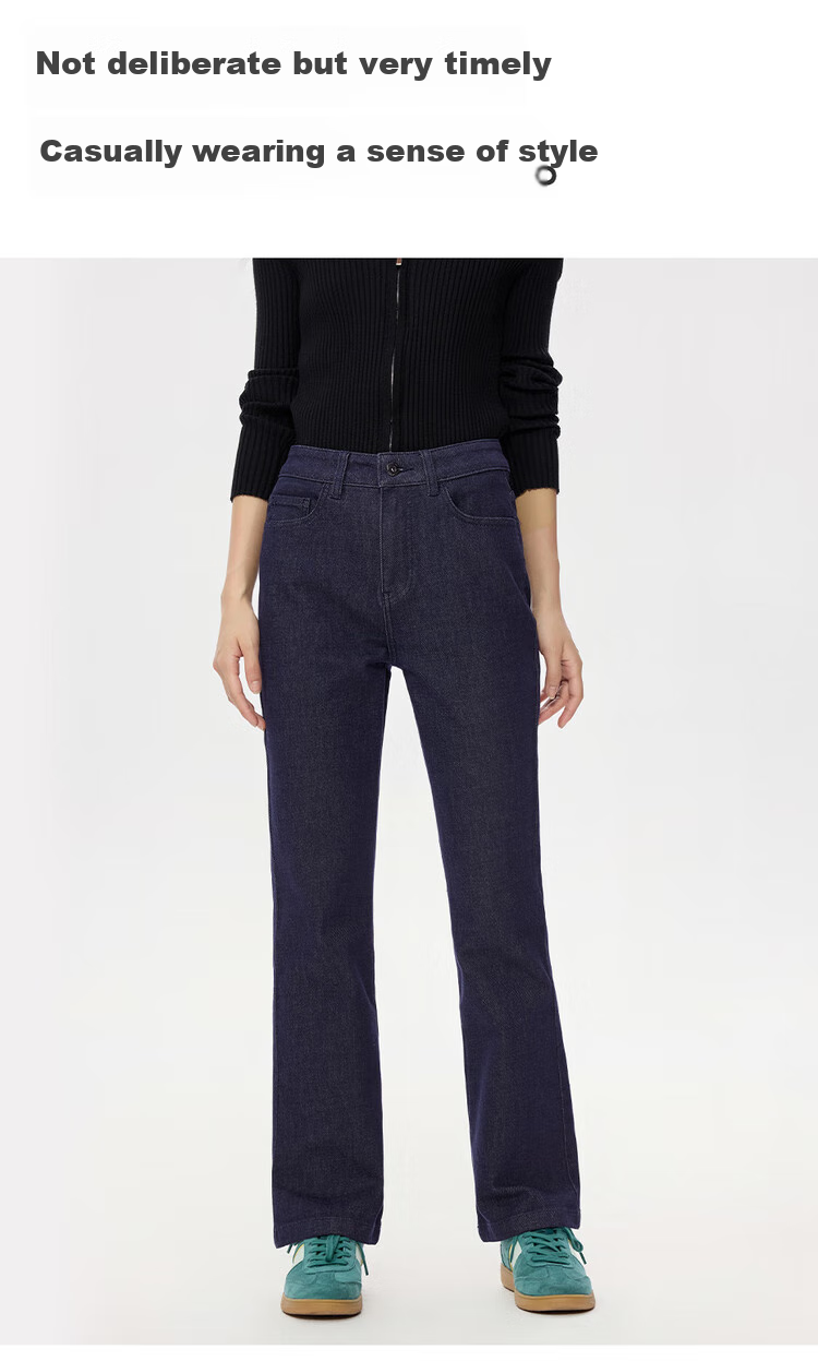 Giordano Women's Slim-Fit High-Waisted Denim Jeans with Heavy Wash Effect, Model 05415684 6