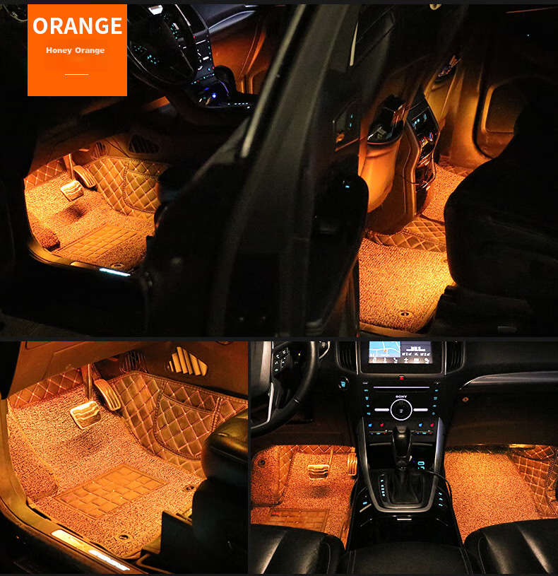 Dijialun Car Ambient Light, Interior Modification, No Wiring Required, Wireless Remote Control, Universal USB Car Atmosphere Light, Footwell Interior Decoration Light, LED Breathing Light, Creative Product, Music Rhythm Light 16