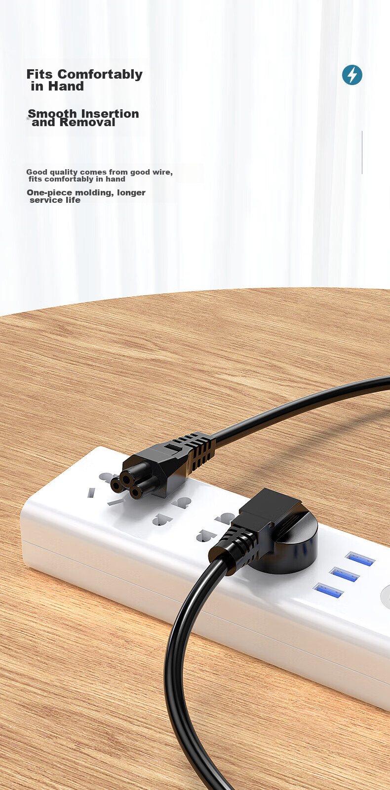 BIAZE Laptop Power Cord, Three-Prong Plug, Computer Charger, Power Adapter Cable, Suitable for Monitors, Compatible with Lenovo, Dell, ASUS, HP, Acer, Hasee, Samsung, 1.5 Meters 10