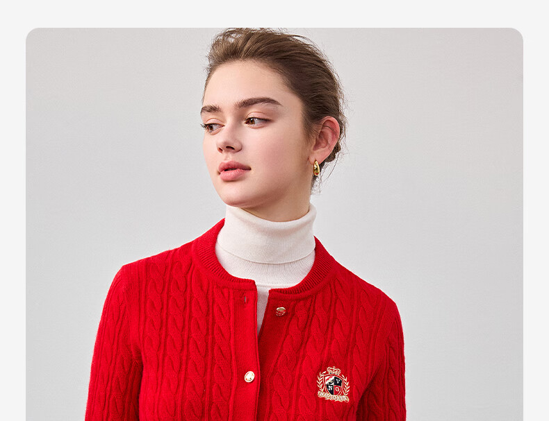 Navigare Italian Small Sailboat Autumn And Winter Women's All-Wool Jacket, Cable Knit Sweater Cardigan 2334094508 M 40