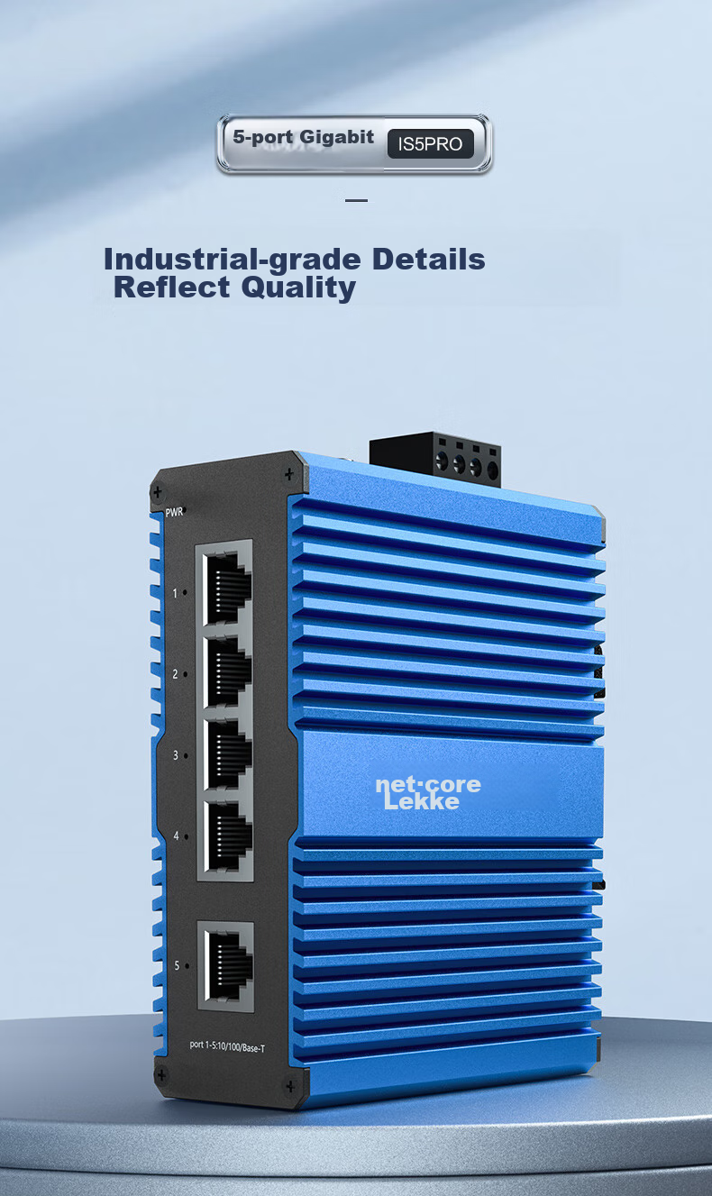 Netcore IS5 PRO Industrial-Grade Switch, 5-Port 100Mbps Ethernet Splitter, Security Monitoring Splitter, DIN Rail Mounting 1