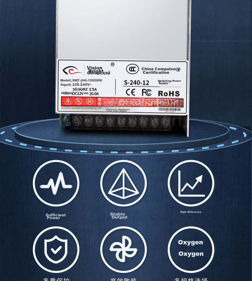 COMPCCTV Surveillance Centralized Power Supply 12V20A, 12V Camera Power Adapter Voltage Regulator 3
