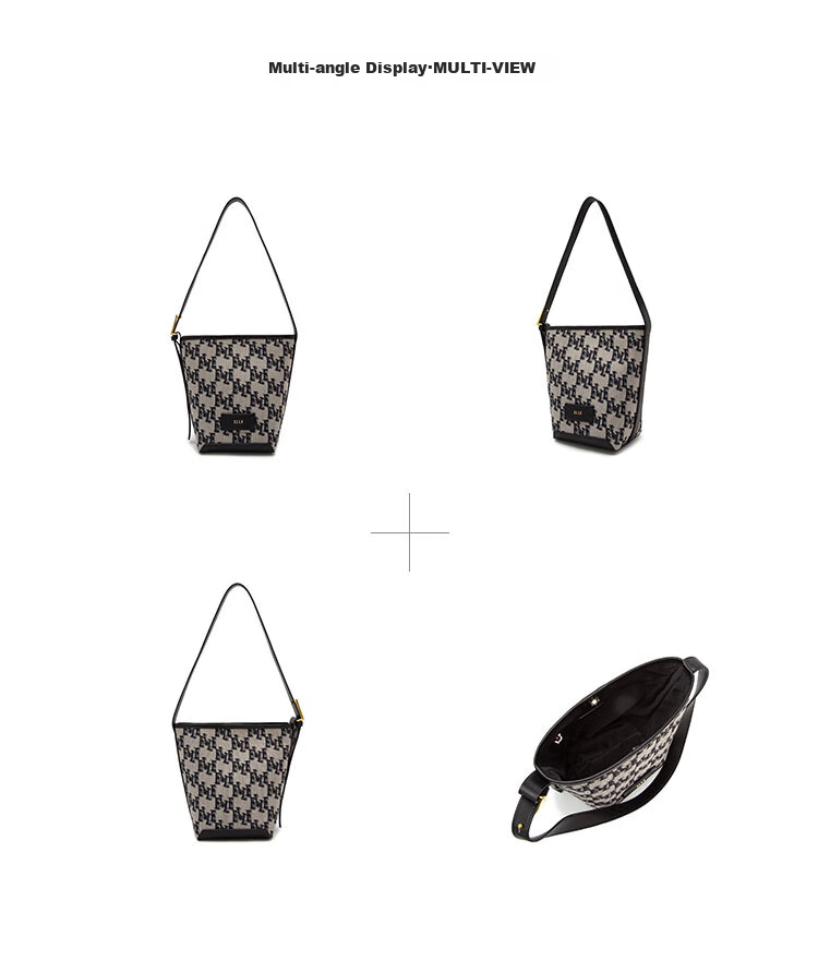 ELLE New Women's Handbag, Monogram Bucket Bag, Tote Bag, Commuter Shoulder Bag, Underarm Bag, Birthday Gift, 23025 8