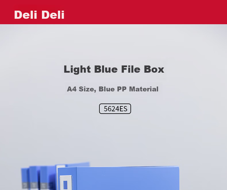 Deli 75mm Single A4 Velcro File Box Plastic Document Organizer, Accounting And Financial File Storage Box, Office Supplies, 5624ES, Blue 1