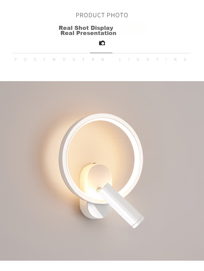 Dengling Wall Lamp, Full Spectrum Eye Protection LED, Bedroom Bedside Reading Light, Rotating with Spotlight, Modern Minimalist Lighting Fixture 14