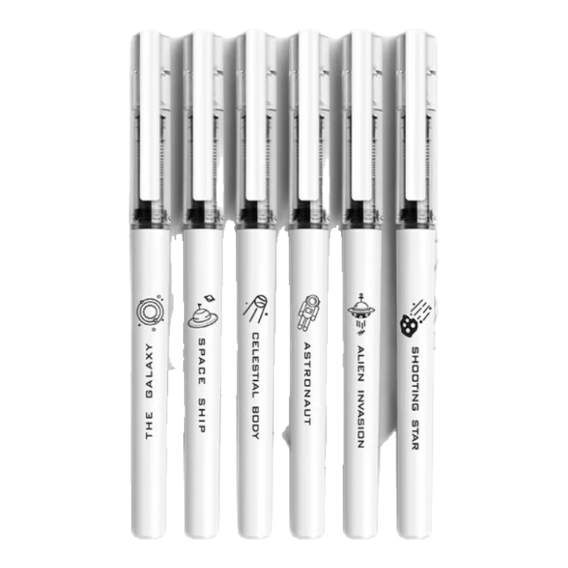 Licao Black 0.5mm Needle Tip Pen, Quick-Drying Gel Pen with Needle Tip, Carbon Ink Pen for Students' Signature, Water-Based Pen, Qimiao Yuanwuxing [6 Pcs]