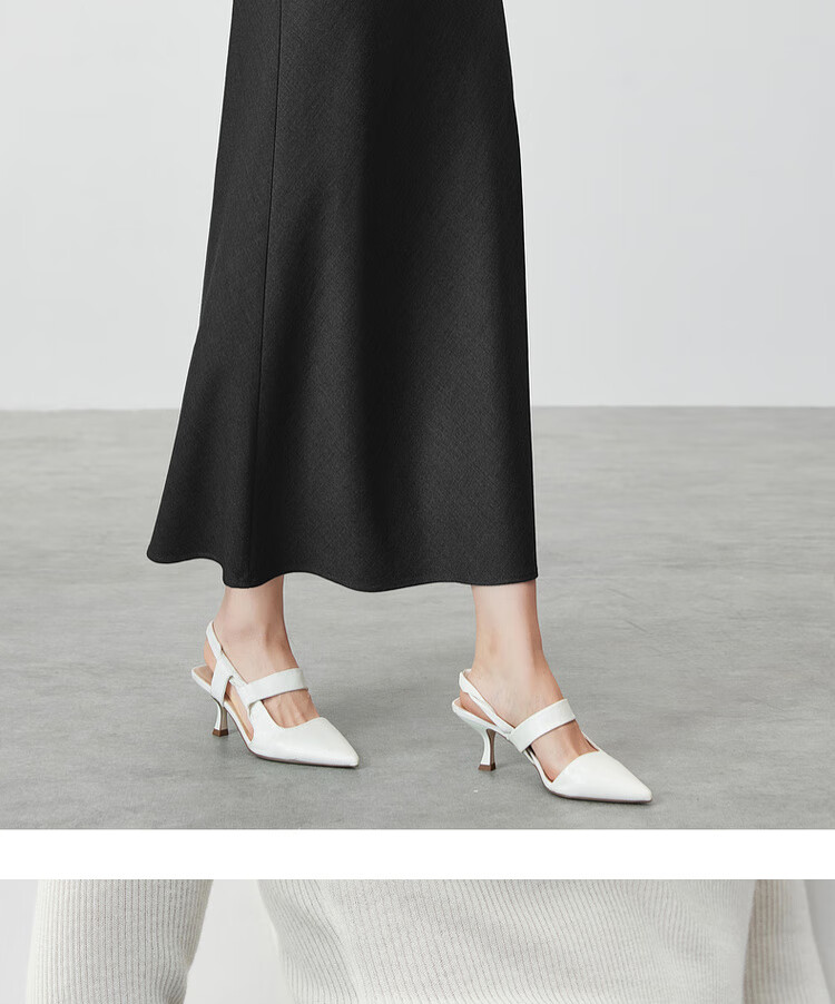 Sentubila Spring And Summer Wool Blend Skirt for Women with Elastic Waist, Slim Fit, Draping A-Line Skirt with Small Wavy Hem, Charcoal Gray, Size L 13