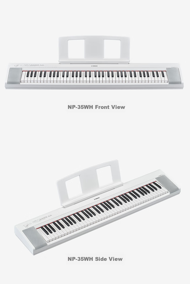 YAMAHA Digital Piano, 76 Weighted Keys, Home Use for Beginners And Children's Teaching, NP35WH White + Wooden Stand + Complete Accessories 16