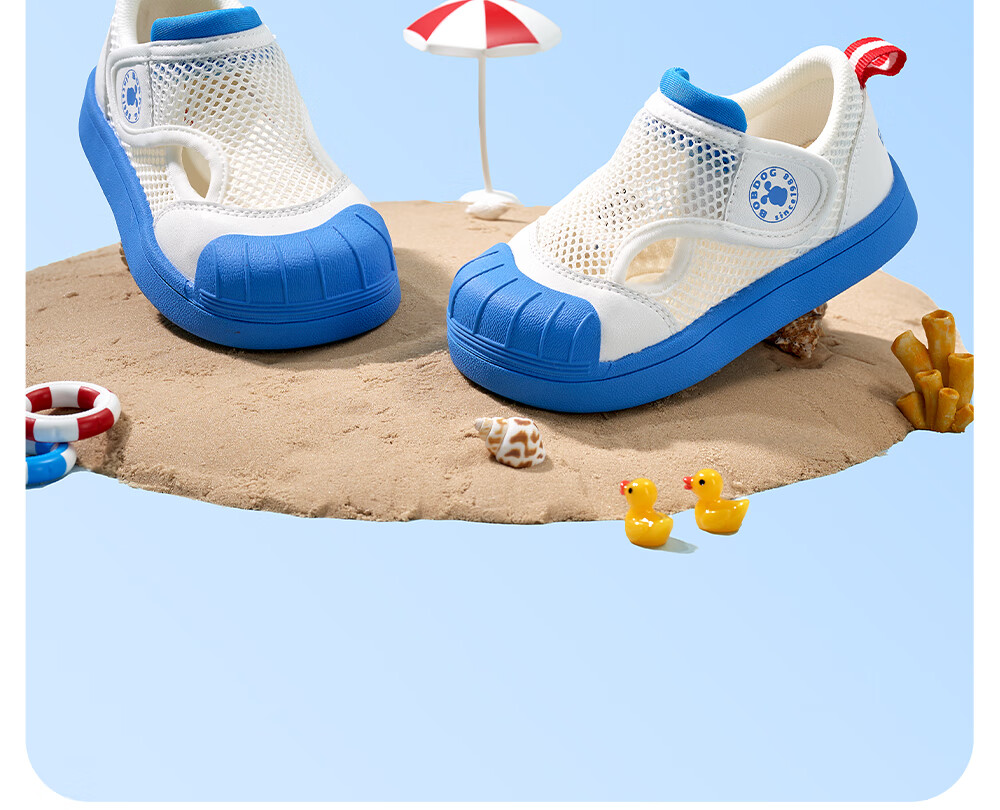 BOBDOG Children's Sandals, Breathable Non-Slip Hollow Design, Indoor Toddler Walking Shoes, Sky Blue, Size 30 11