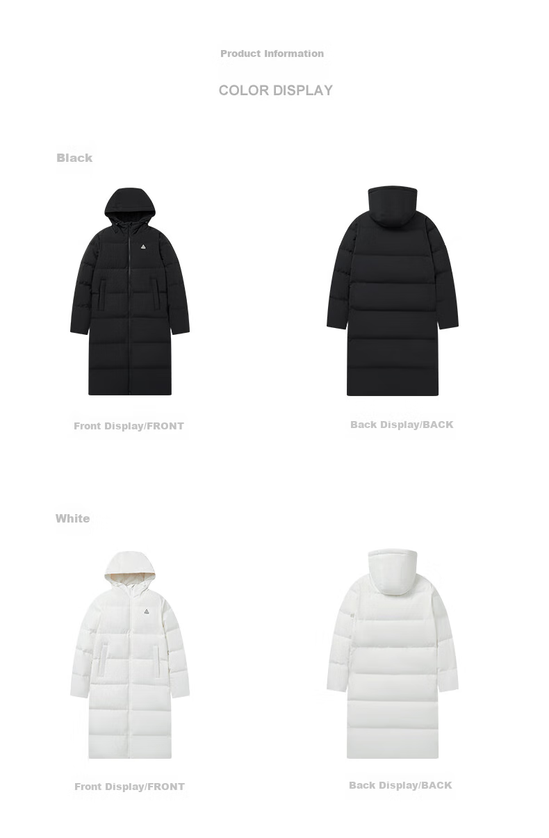 PEAK Long down Jacket for Men, Winter Three-Protection Technology, Warm, Windproof, Waterproof, Stain-Resistant, Hooded Sports Coat DF544111 22