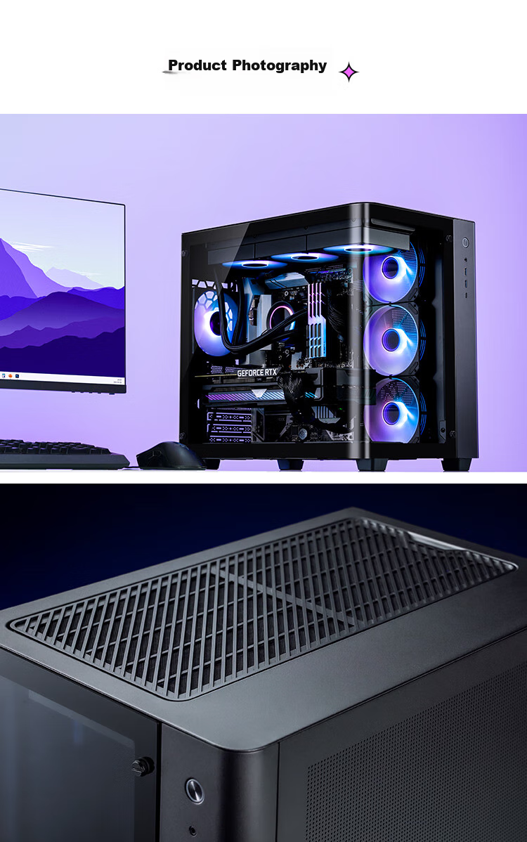 JONSBO TK-3 Black Curved Panoramic ATX Case (Dual 360 Radiator Support/ATX PSU/10 Fan Positions/Type-C Gen2 10Gbps+) 18