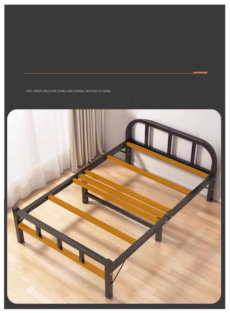 L&S Folding Bed, Single Bed for Home Use, Nap Bed, Camping Bed, No Assembly Required, Hard Board Bed, Accompanying Bed, BGC857 White, 120cm 4