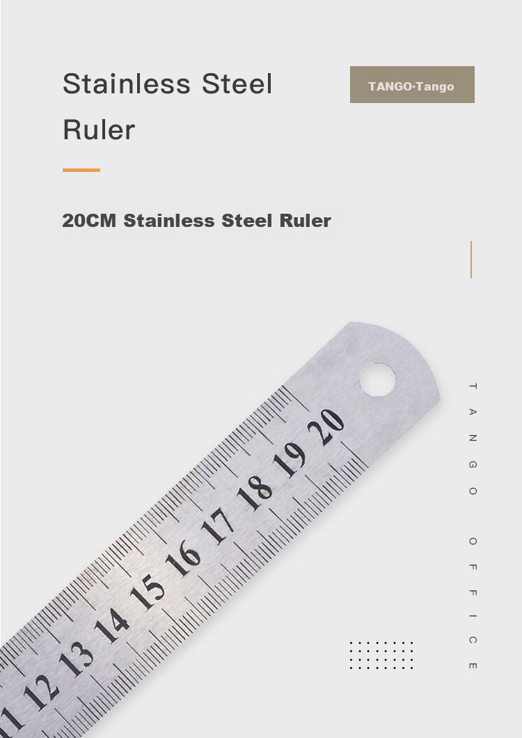 TANGO Office (TANGO) 30cm Stainless Steel Straight Ruler/students' Ruler Double-Sided Scale Measuring Drawing Ruler/tango Series Office Stationery 2