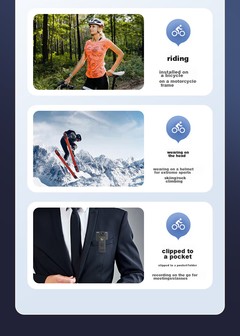 Mengduofu Body-Worn 4K High-Definition Law Enforcement Camera, Small Chest-Mounted Cycling Sports Camera for Meetings And Inspections 24