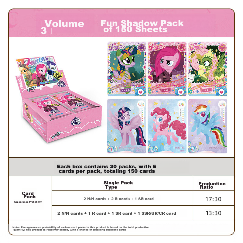 Kayou My Little Pony Card Game Full Box Fun Pack with 3 Rounds, Official My Little Pony Black-Backed CR Cards