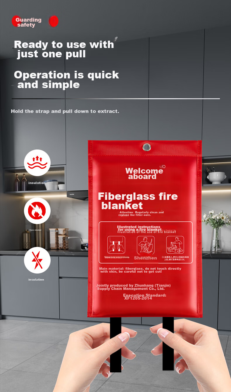 Zhunhang Silicone Fire Blanket, Flame-Resistant Blanket for Home Kitchen And Factory Use, Fire Escape Blanket, 1.5*1.5M 5