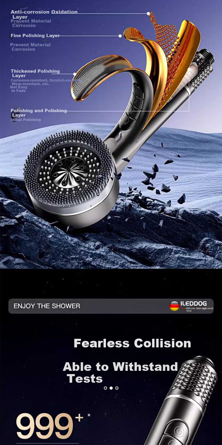 ILeddog [Germany] High-Pressure Shower Head Set with Extra Strong Pressure Bathroom Massage Sprayer TY001 10