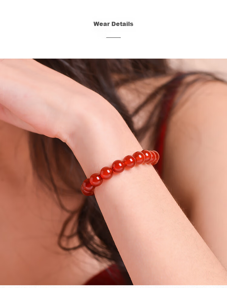 Istone Red Agate Bracelet, Couple's Beaded Bracelet, 12mm, New Chinese Style, Birthday Gift for Girlfriend 4