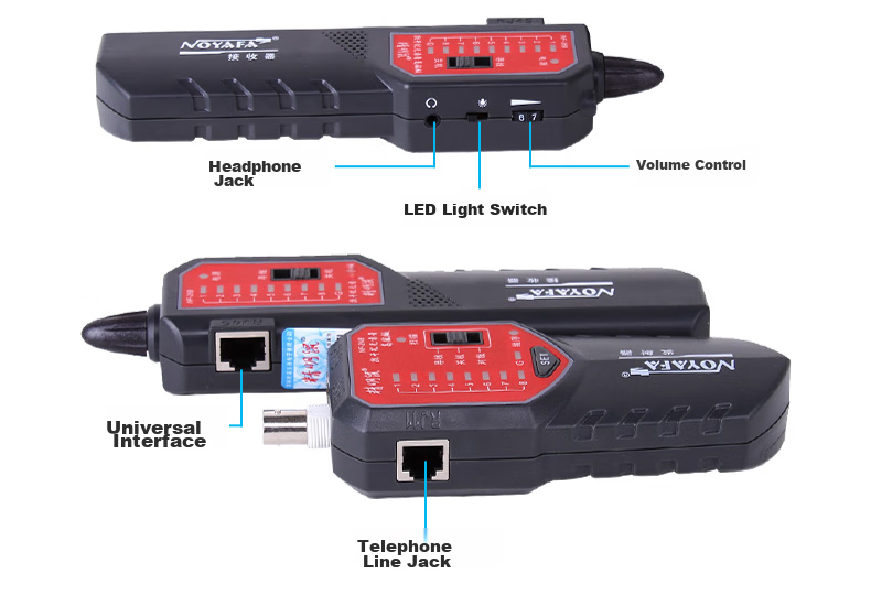 Smart Mouse NF-288 Cable Tracker Line Tester with NCV Function Network Cable Detector and Battery Polarity Tester 10