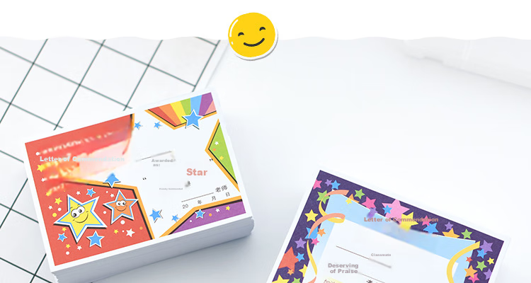 Yuhe Elementary School General Commendation Letter, Kindergarten Creative Cartoon Small Certificate Reward Card, Teacher's Universal Honor Certificate Award Paper, 18 Mixed Styles / 450 Sheets, 5152 1
