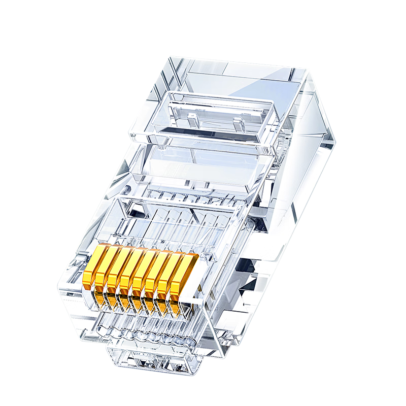 UGREEN CAT5e Punch Down Ethernet Cable Connectors, Gigabit Network Plugs, Gold-Plated RJ45 Computer Network Cable Connectors, CAT5e Through-Hole Crystal Heads, 10 Pieces