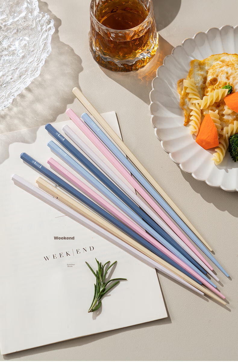 Onlycook Non-Slip Alloy Chopsticks, Antibacterial Anti-Mold Heat-Resistant Divided Chopsticks, One Pair Per Person for Home Use, Five Pairs Set 12