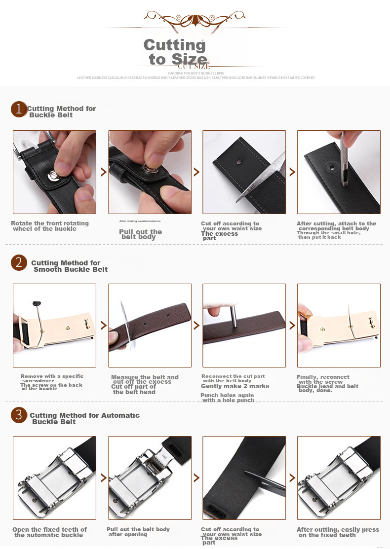 ELLE HOMME Men's Leather Belt, Fashionable Pin Buckle Waistband, Litchi Pattern Top-Grain Cowhide Casual Trouser Belt for Men, Birthday Gift for Me 9