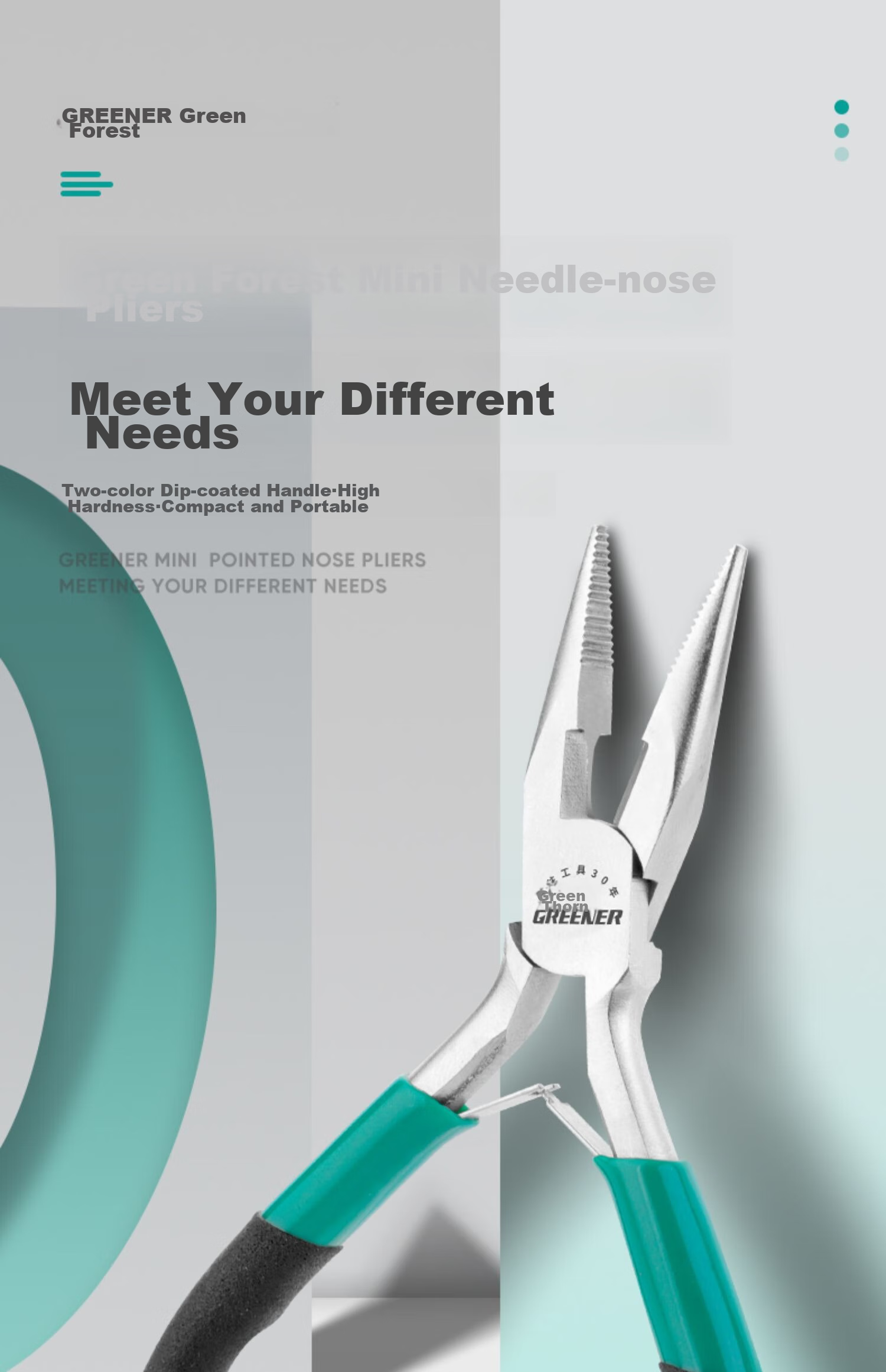 GREENER Mini Pliers Set, Multi-Functional Household Wire Cutters, Flat-Nose, Round-Nose, And Curved-Nose Pliers, Practical Three-Piece Set for Hand Tools 1