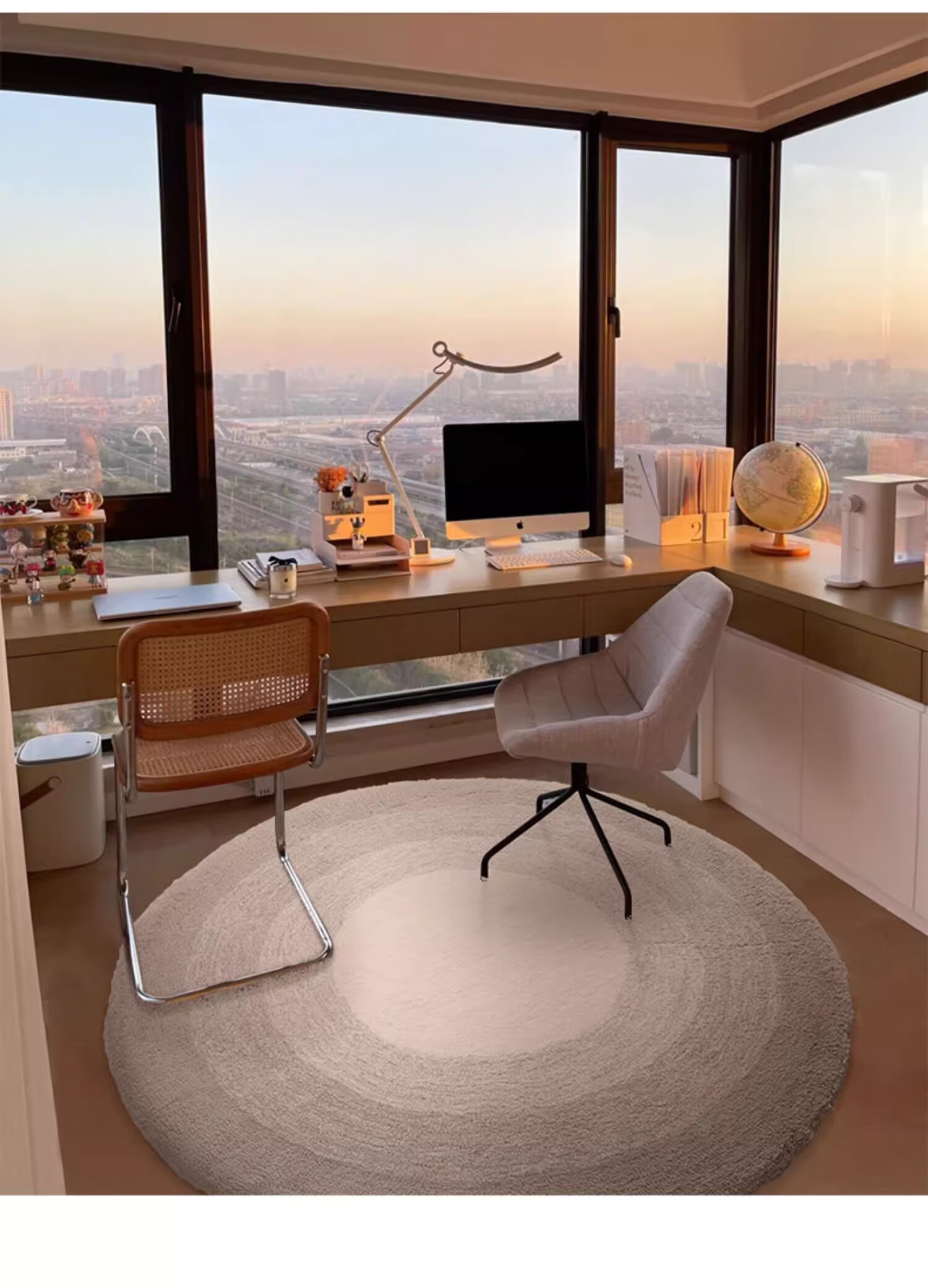 Keecy Non-Slip Round Carpet, Bedroom Ins Style Nordic Simple Living Room Coffee Table Bedside Rug Dressing Table Rug 13