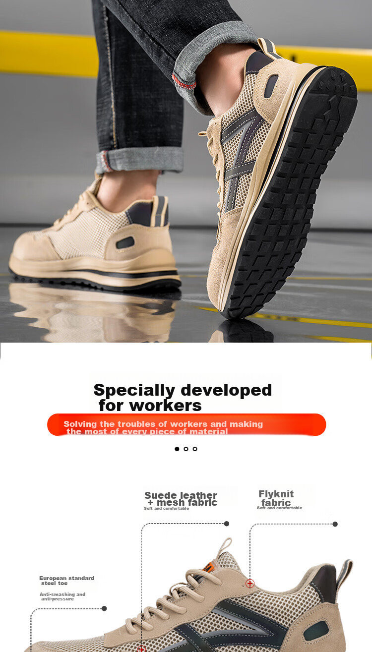 Fumeier Safety Shoes for Men with Steel Toe Cap, Anti-Smashing And Puncture-Resistant, Lightweight, Comfortable, Non-Fatiguing Work Boots for Construction Sites 1158T Size 44 3